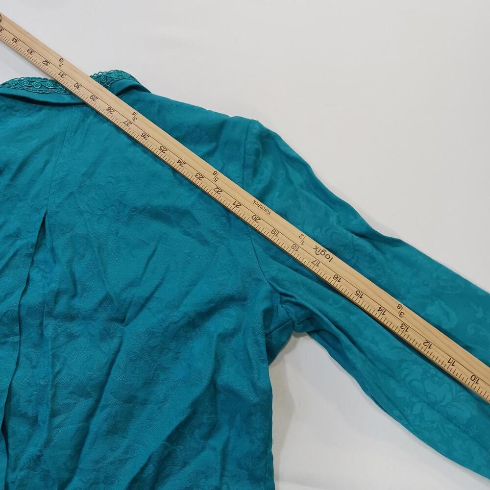 Karin Stevens Women's Turquoise Open Back Front Button Blazer Jacket Size 8 - Picture 10 of 16
